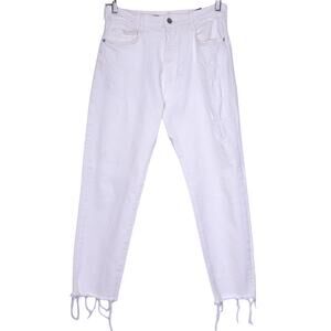 PILCRO The Borrowed Boyfriend Jean White Relaxed High-Rise Frayed Hem Women's 26